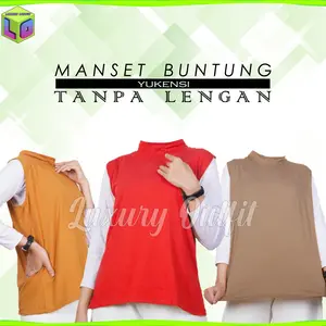 Baju Manset Tanpa Lengan Buntung Wanita Kerah Shanghai Leher Turtle Neck Yukensi Polos Dalaman Perempuan Warna Kulit Bahan Rayon Spandek Kaos Daleman Cewe Dewasa Anak Tangan Pendek Panjang Mangset Atasan Cewek Jumbo Big Size LD 120  Premium Melar Hitam