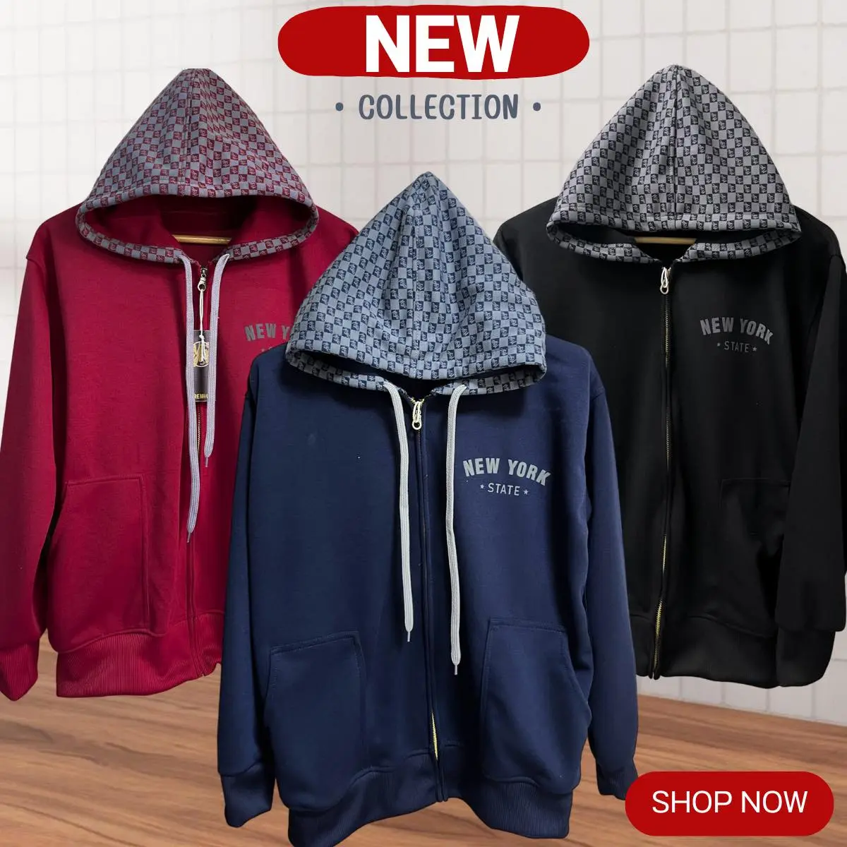 เสื้อแขนยาว New York รุ่นหมวกพิมพ์ลาย