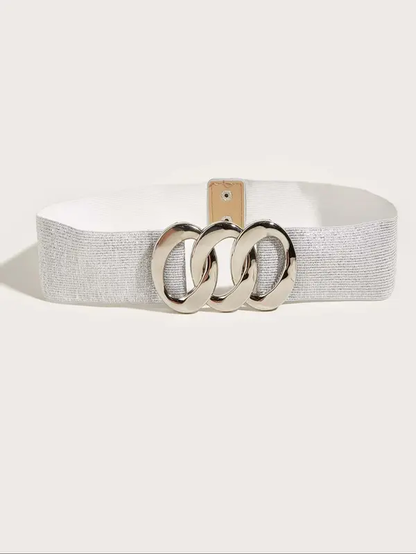 Women's Elegant Fashion Decorative Wide Belt,  Ring Buckle Elastic Waistband for Party and Daily Use, Casual Versatile Clothes Accessories for Women & Girls 5