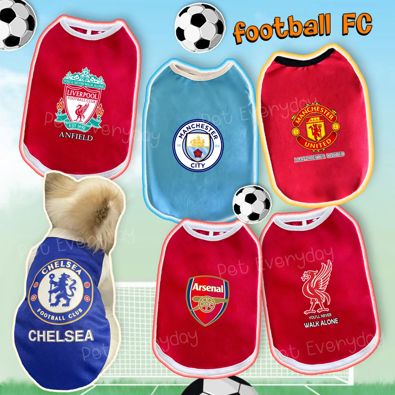 เสื้อทีมโปรด Football FC เสื้อกล้ามสัตว์เลี้ยง ชุดแมว เสื้อบอล ทีมในดวงใจ เสื้อสกรีน เสื้อทีมบอล
