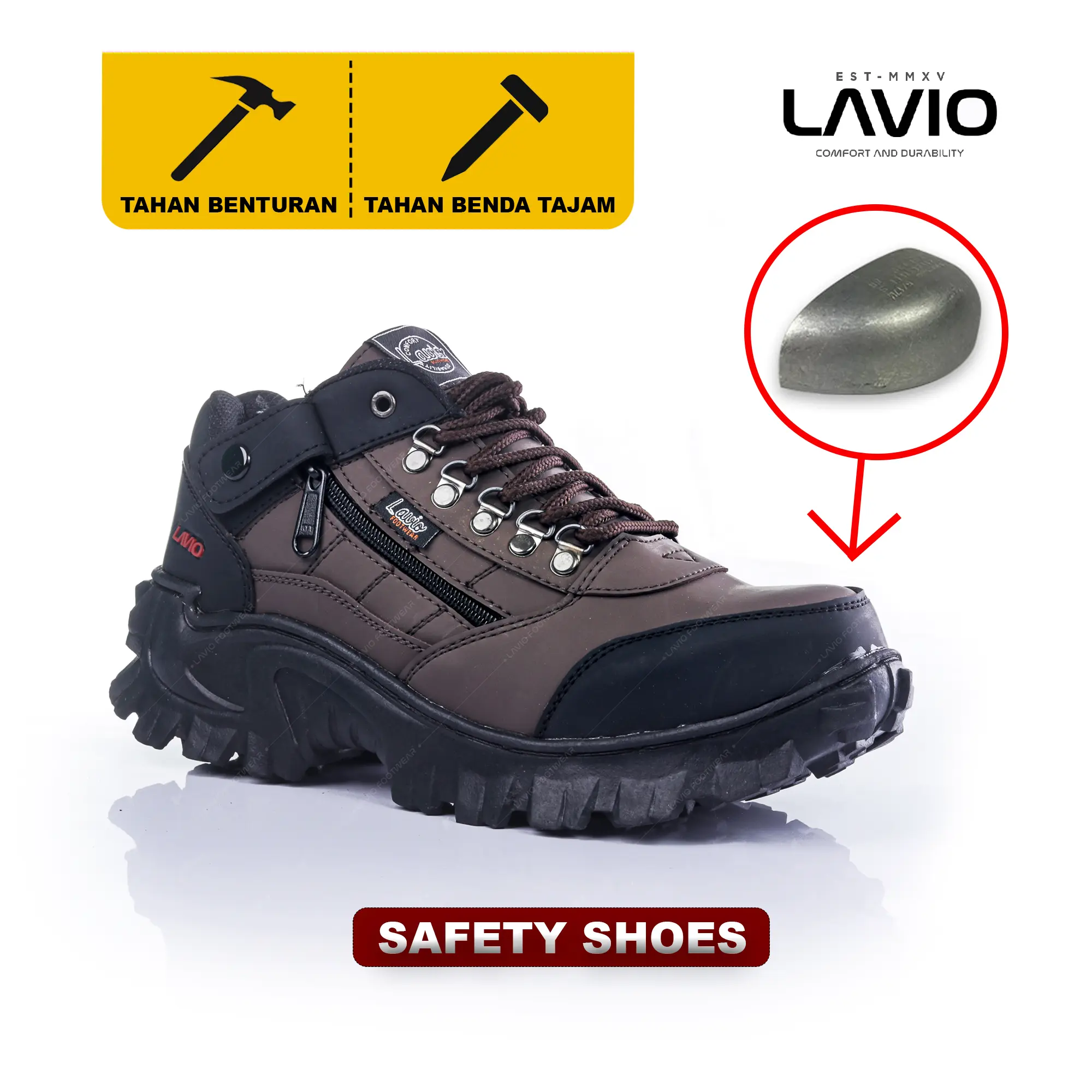 Sepatu Safety Ujung Besi Pria Lavio E95 Proyek Kerja Lapangan