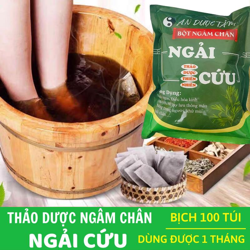 Product Introduction of COMBO 200 Túi Lọc Ngâm Chân An Dược Tâm Thảo Dược. 100 Túi lọc Ngải Cứu + 100 Túi Gừng Già 20