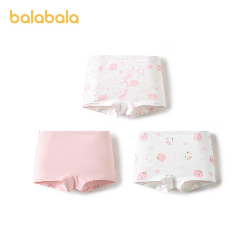 Balabala Quần Lót Cotton Cho Bé Gái, Quần Lót Boxer Đáy Quần Phẳng, Dành Cho Trẻ Em, Thân Thiện Với Làn Da Không Nóng Bỏng, Ba Gói 4