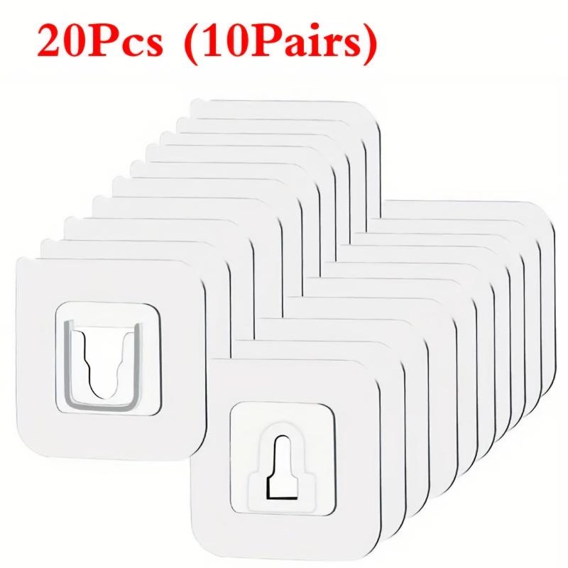 Móc Dính Không Dấu Vết, 10 Cặp, Mạnh Mẽ, Không Cần Khoan, Đa Năng, Chống Thấm Nước, Gia Dụng, Treo Tường, Dính 3
