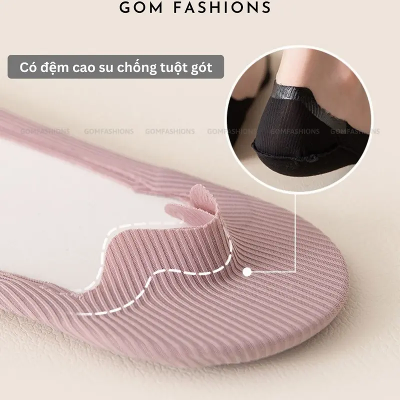 Combo 5 đôi tất lười nữ đệm cao su chống tuột gót GOMTAT, vớ hài mang giày búp bê - BUB-KOL-1302-CB5 5