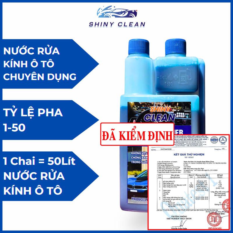 ĐÃ KIỂM ĐỊNH Nước Rửa Kính Ô Tô CHAI ĐẬM ĐẶC 1 LÍT TỶ LỆ PHA 1-50 Nước Rửa Kính Chuyên Dụng Dành Cho Ô Tô SHINY CLEAN Phù Hợp Với Mọi Dòng Xe BẢO HÀNH 2 NĂM