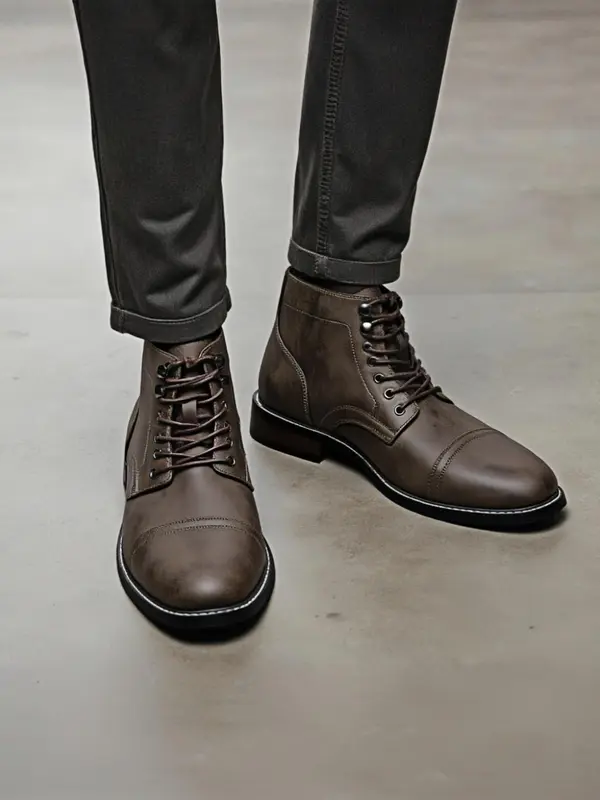 Men's Fashionable Retro Boots, Casual Comfortable Ankle Boots for Men, Fashionable Boots for Daily Wear, Boy 2