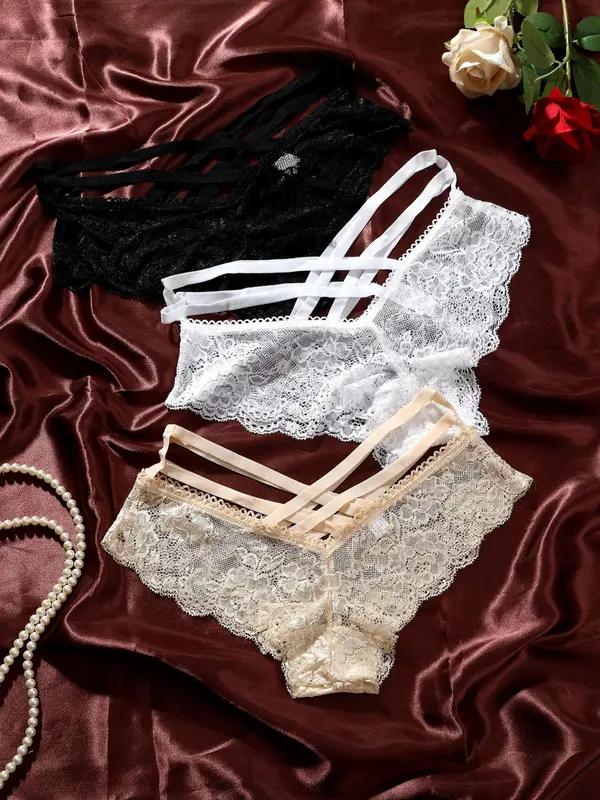 Women's Solid Color Lace Panty, Soft Comfy Breathable Knicker for Daily Wear, Women's Underwear for All Seasons 3