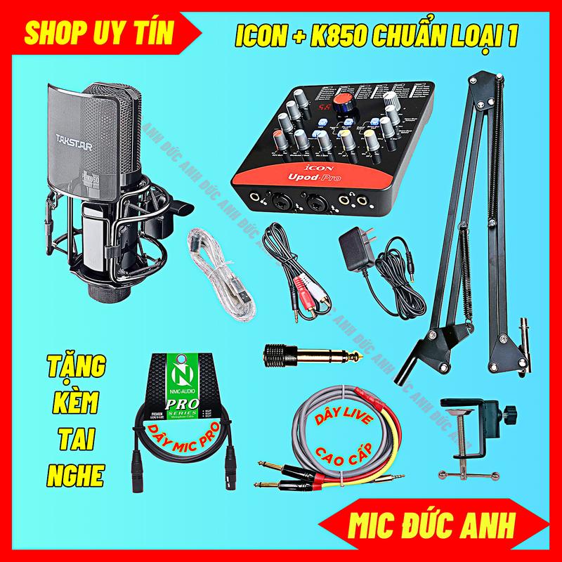 Bộ Mic Thu Âm PC K850 Sound Card Icon Upod Pro Chuyên Thu Âm Livestream Dùng Được Cho Điện Thoại Máy Tính Laptop
