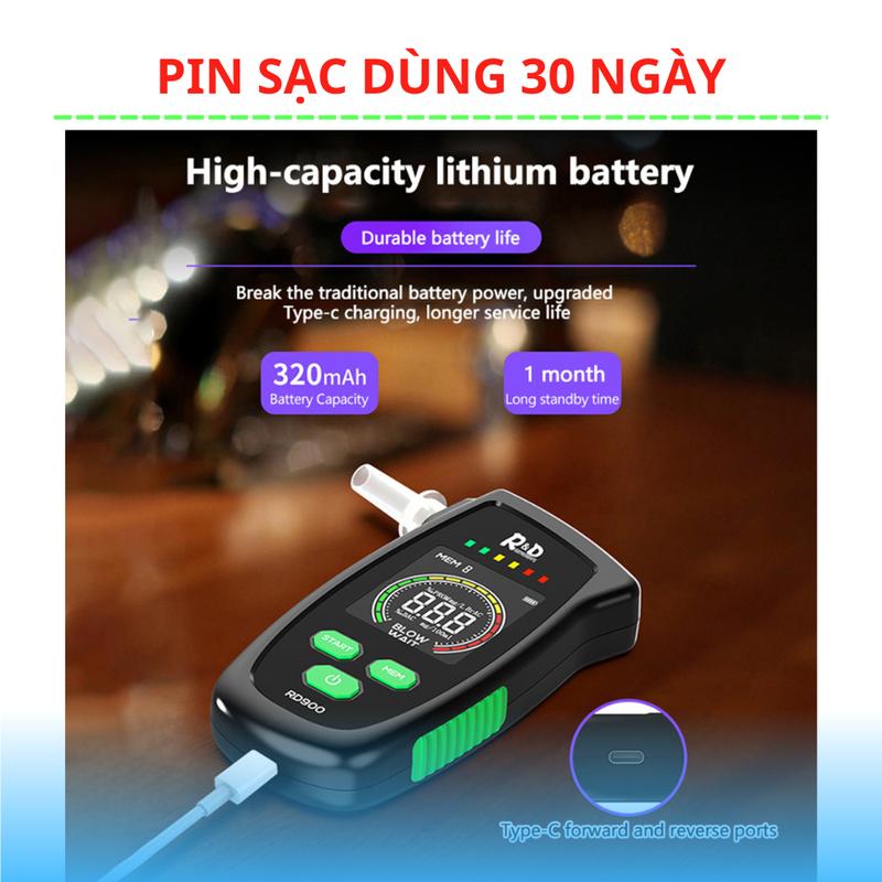 Máy thổi nồng độ cồn,Máy đo nồng độ cồn RD bia rượu trong hơi thở đạt chuẩn 99% ROHS an toàn cho lái xe 2