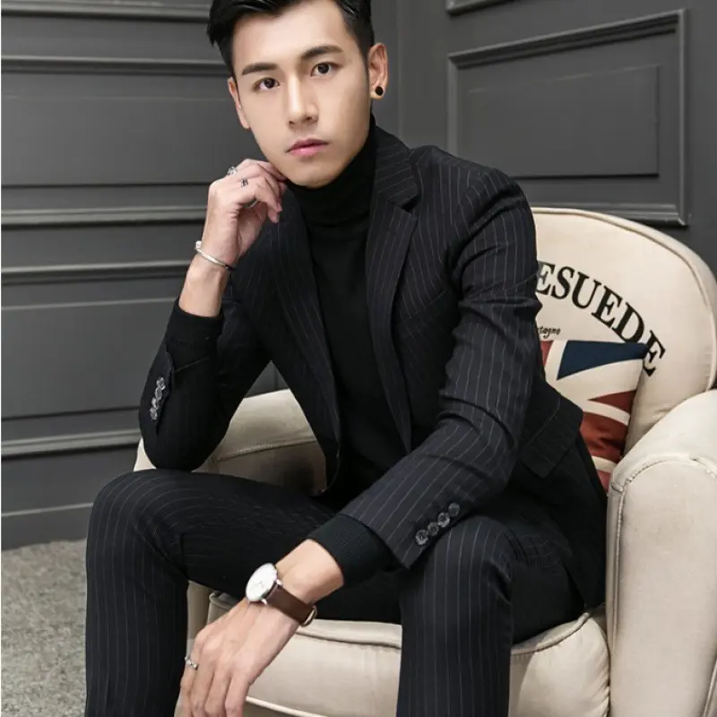 Bộ Vest Nam Đẹp 2 cúc Kẻ sọc - YeuTailor (áo Vest+quần Âu) - Thương hiệu thiết kế cao cấp Nhung Menswear 3