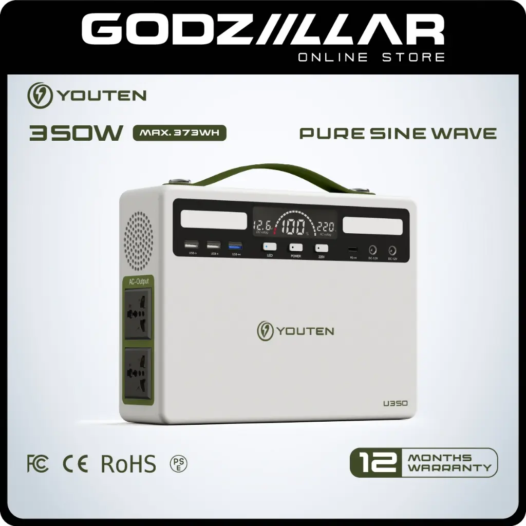 Youten 350W Pure Sine Wave Portable Power Station AC220V Output Emergency Powerbank Solar Generator Power Supply Camping