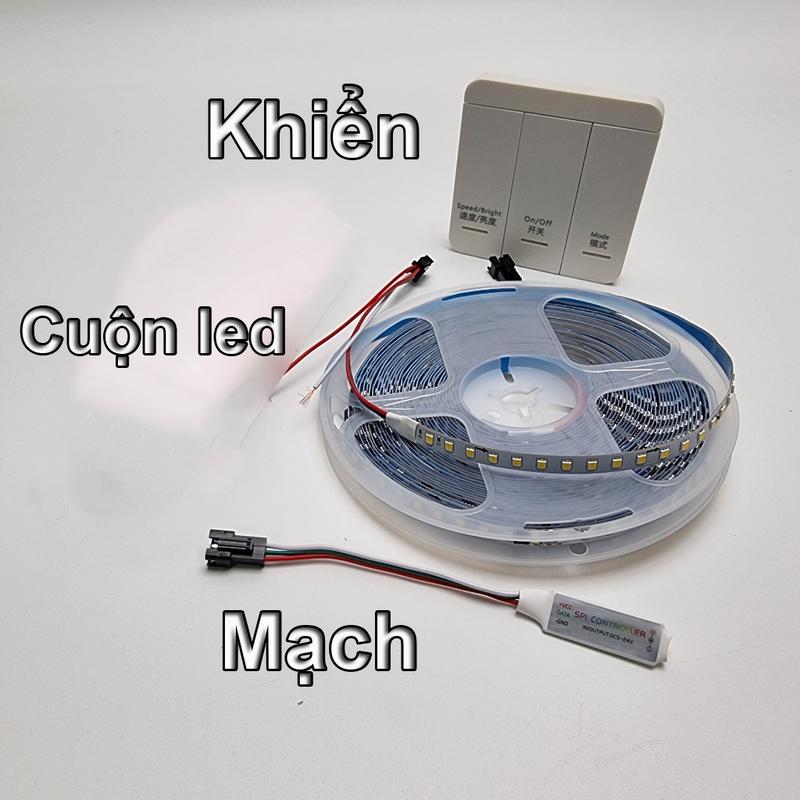 Cuộn dây Led dán đuổi 10m Led dán 24v đơn sắc với thanh nhôm định hình silicon có điều khiển từ xa