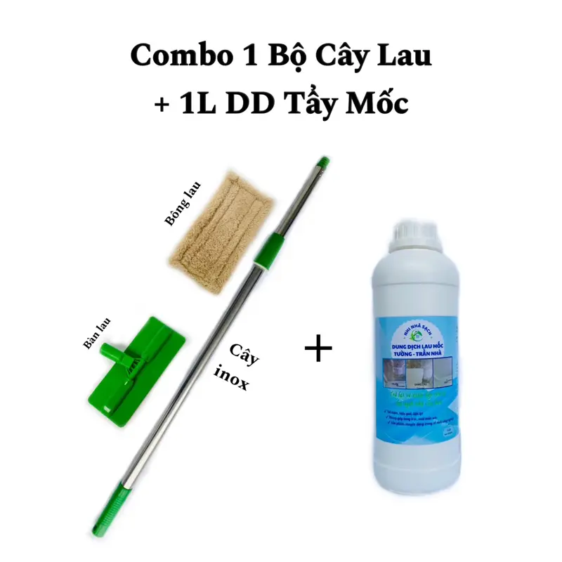 Combo ( 1 bộ cây bàn bông + 1L lau mốc nhà)
