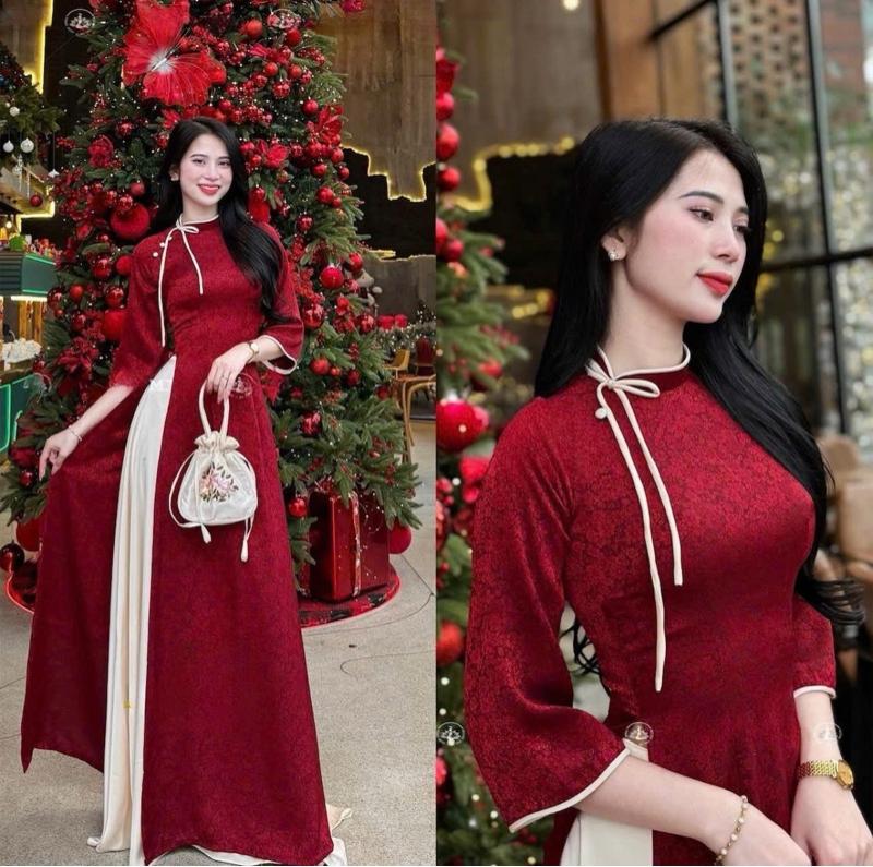 Product Introduction of Áo Dài Cách Tân MIN 01 Cổ Truyền Thống Tay lỡ chất vải Gấm, áo dài cách Tân nữ cổ đính nơ nhẹ nhàng 6