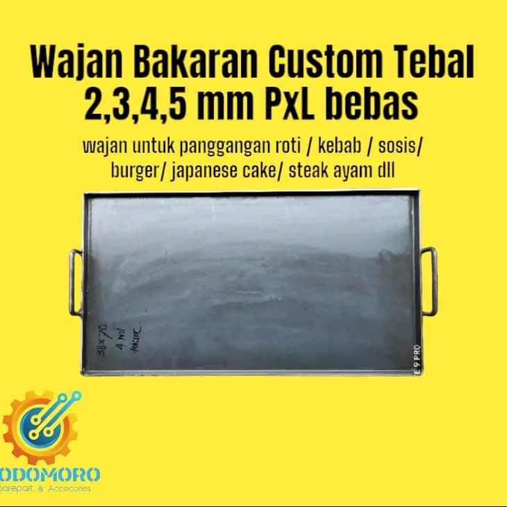 [4MM] WAJAN BAKARAN CUSTOM TEBAL 4MM wajan untuk panggangan roti / kebab / sosis/ burger/ japanese cake/ steak ayam dll