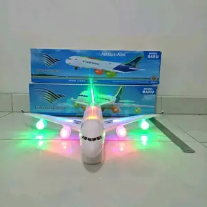 Mainan Anak Pesawat Garuda Jumbo A380 Bump And Go Ada Musik & Lampu Set Hadiah Cowok Cewek Baterai