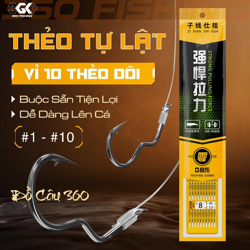  Thẻo Cước Lưỡi Tự Lật Chuyên Câu Rô Diếc Thẻo Câu Đài Buộc Sẵn Lưỡi Câu Cá Chất Lượng 