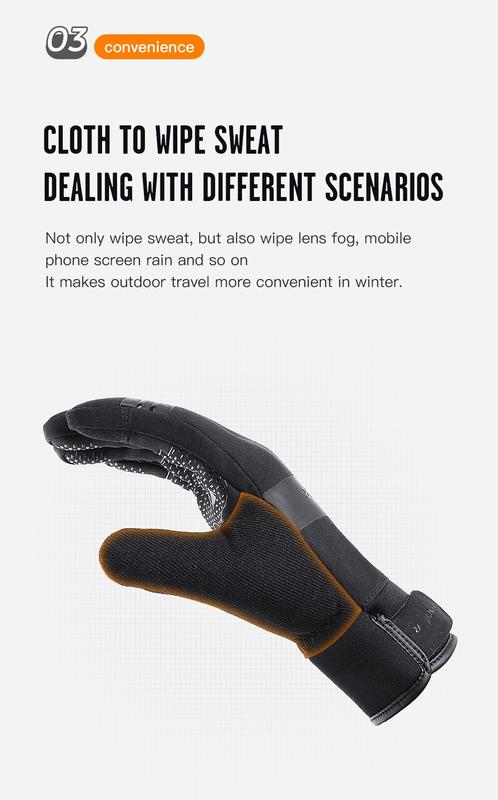 Product Introduction of Cycling Gloves Winter Touch Screen Motorcycle Gloves Outdoor Scooter Windproof Riding Ski Gloves Warm Bike Gloves Black 16