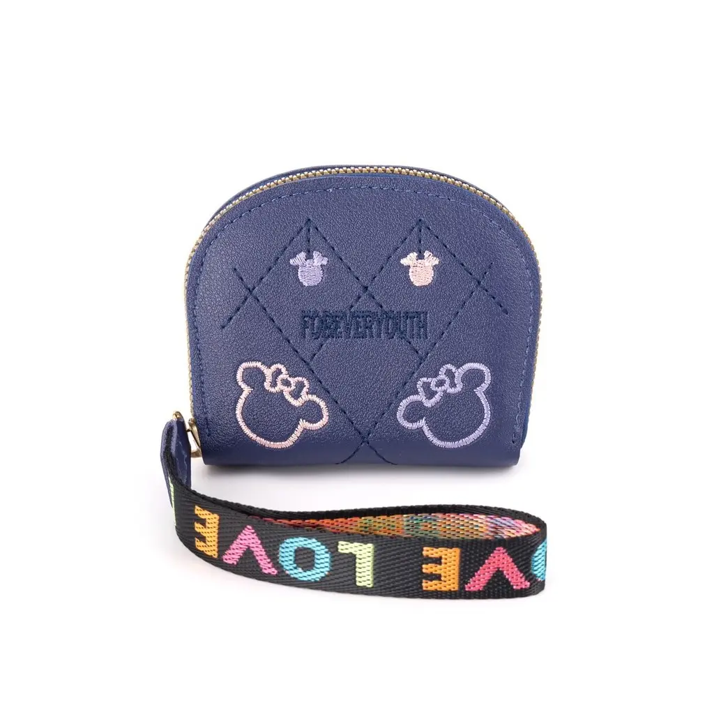 กระเป๋าสตางค์ใบสั้น ปักลายคิ้วๆพร้อมสายห้อย ใส่เหรียนได้เยอะ (GC-060)