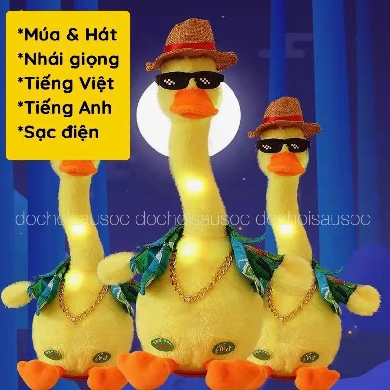 Vịt Nhại Giọng biết nói Cây Xương Rồng Linh Linh nhảy múa vui nhộn nhiều nhạc thiếu nhi, sạc pin, có đèn led cho bé