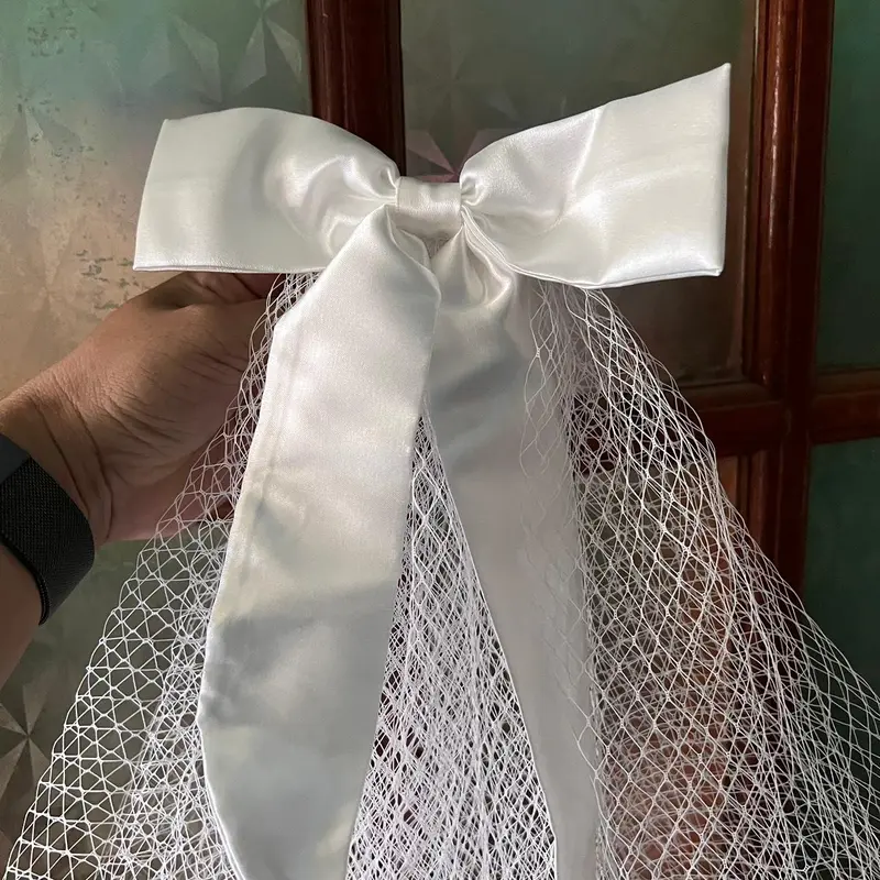 Voan lưới đính nơ ngắn 45 cm dành cho cô dâu 2023 Giangpkc  {{store}} 2