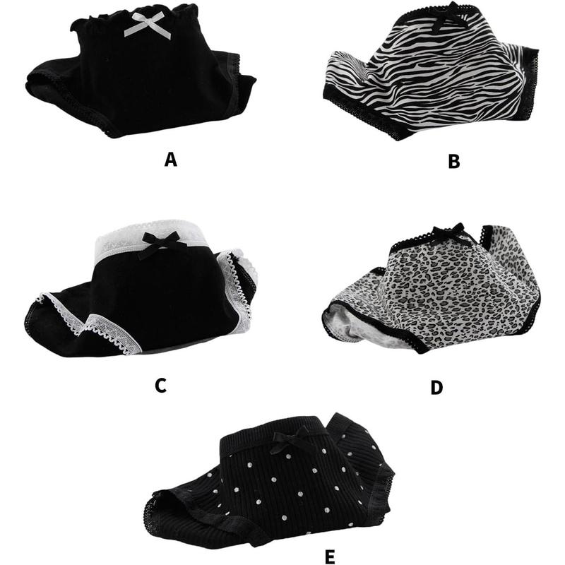 Womens Hipsters Lace Trim Bows Panties with Animal Zebras Print Breathable Cotton Middle Waist Underwear Briefs 8