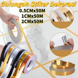 50 Meter Gulungan Stiker Pembats Keramik/ Wardrobe Decorative Strip/ Water Proof Wall Tile/ Dekorasi Rumah 0.5cm/1cm/2cm/3cm