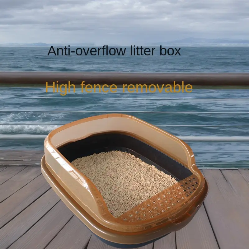 Litter Box Oversized Semi-Closed Cat Supplies Cat Litter Basin Large Cat Toilet Closed Cat Litter Heightened Anti-Overflow