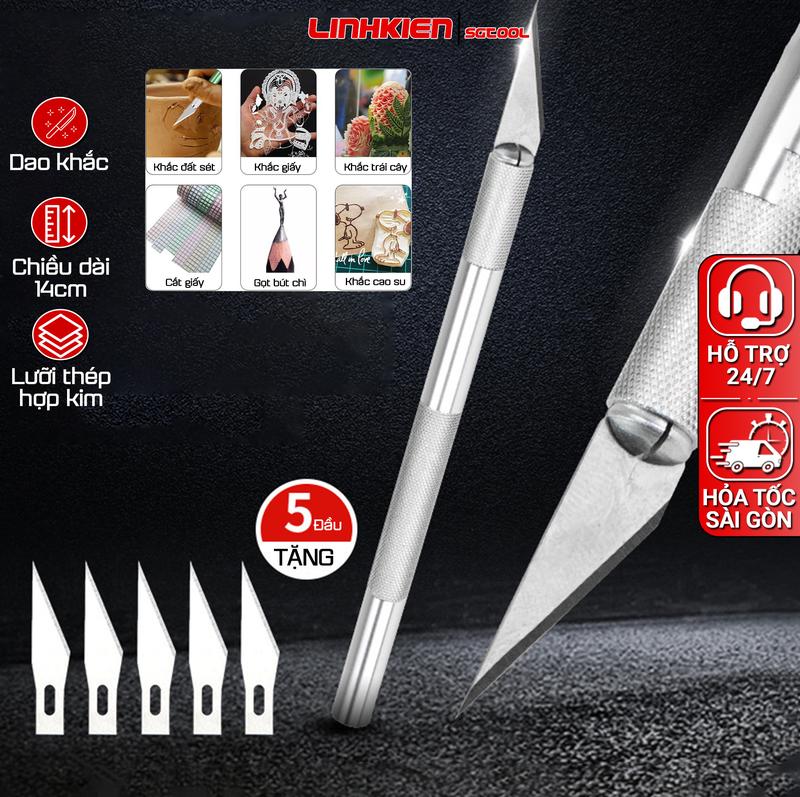  Bộ Dao khắc Dao trạm trổ giấy gỗ trái cây Cạo vỏ hạt điều washi tape Dao trổ khắc giấy và gỗ mỏng tặng kèm 5 lưỡi 