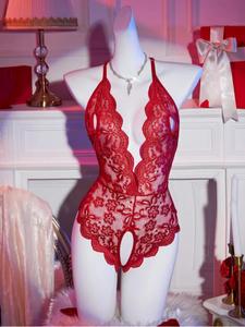 Women's Floral Lace Sexy Crotchless Bodysuit, Solid Color Cut Out Backless Bodysuit for Women, Fashion Comfy Ladies Sexy Lingerie for All Seasons