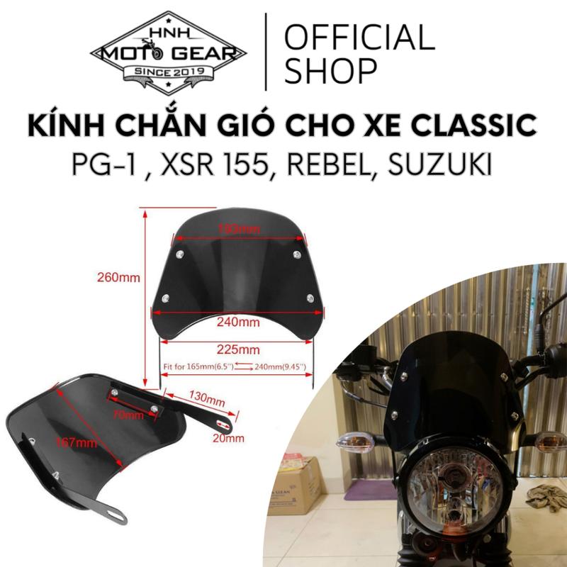 Kính Chắn Gió Chế Gắn Xe Máy Classic PG1, XSR 155, Rebel Mã K3 Hãng S2R 1