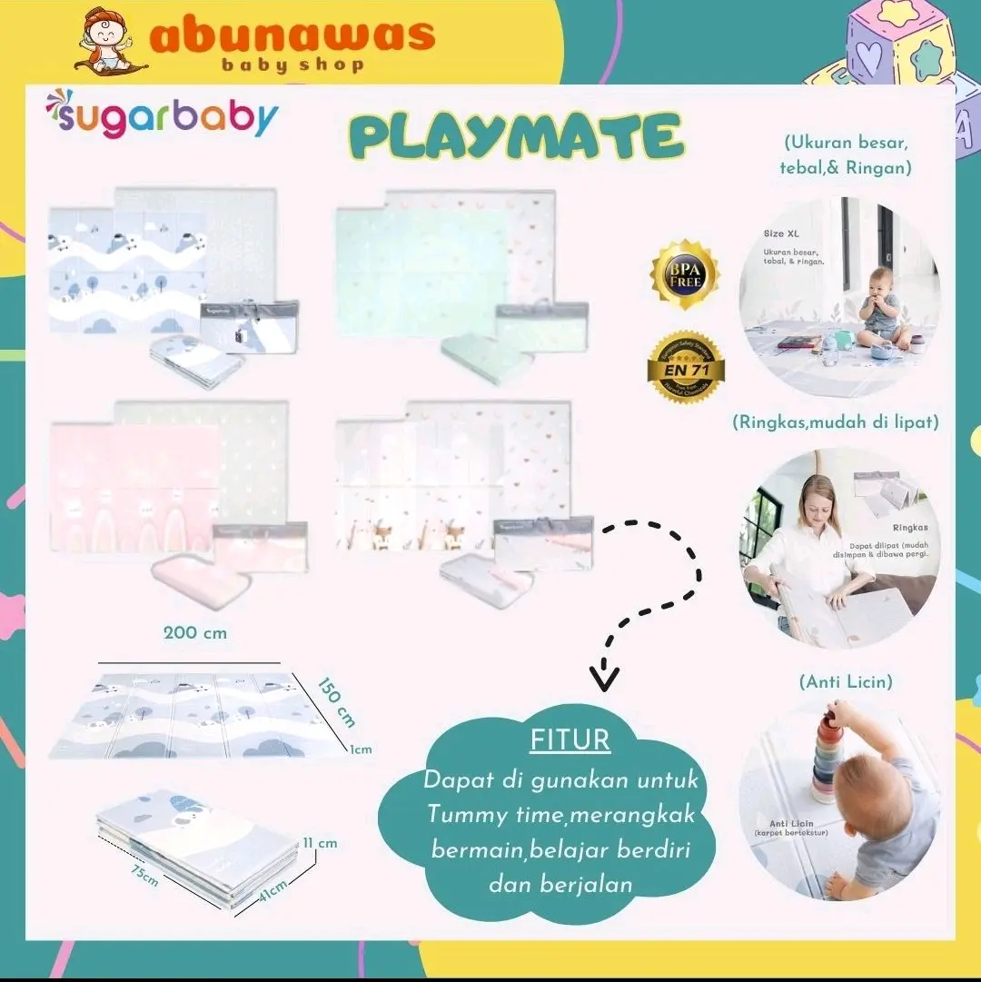 {PACKING PLASTIK} Sugar Baby Foldable Playmat, Matras Bayi Karpet Bayi