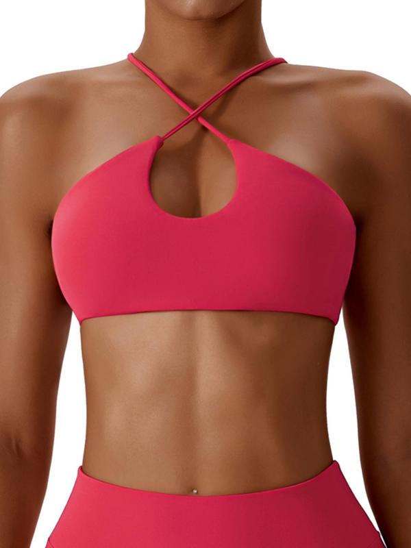 Women's Criss Cross Backless Sports Bra, Solid Color Soft Comfortable Breathable Athletic Bra for Yoga Gym Workout, Lady Activewear Valentine's Day 3