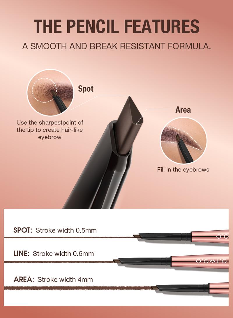 Product Introduction of O.TWO.O 3 In 1 Eyebrow Pencil With Eye Brow Razor Waterpoof 24HR Naturally Defined 0.5mm-4mm Easy to Makeup Kits 8