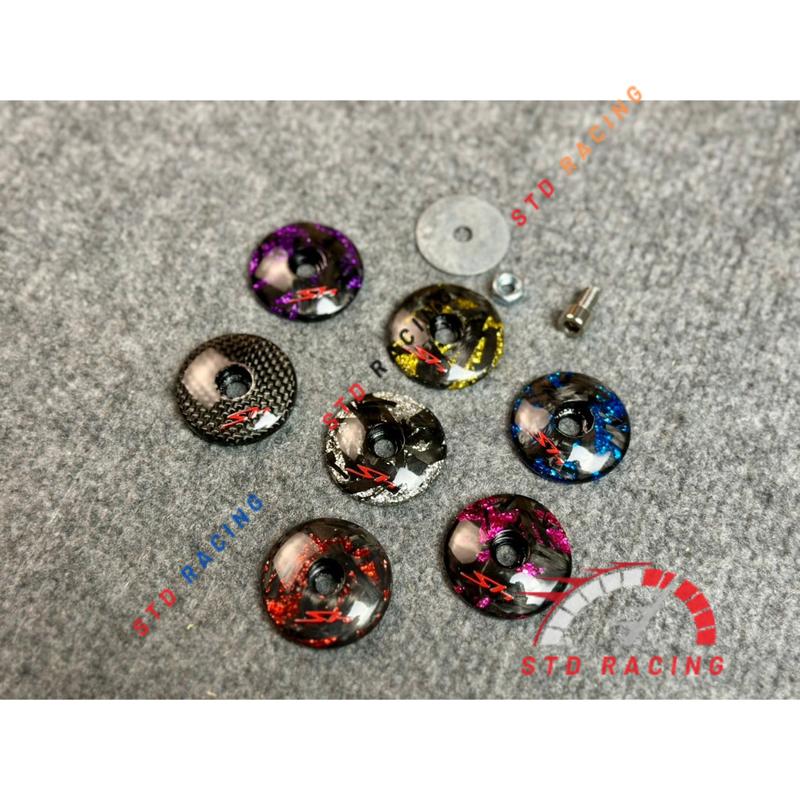 Ốc nắp chụp che chân kính xe Sh CACBON V1 các đời,che gương chiếu hậu phủ cacbon chữ SH màu đỏ