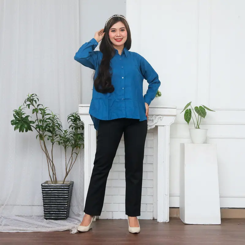 KEMEJA NELKA SHIRT TOP HITS OOTD SELEBGRAM FASHION GROSIR MURAH WANITA TERBEST SELLER Polos Hitam Putih Baju Kain 3