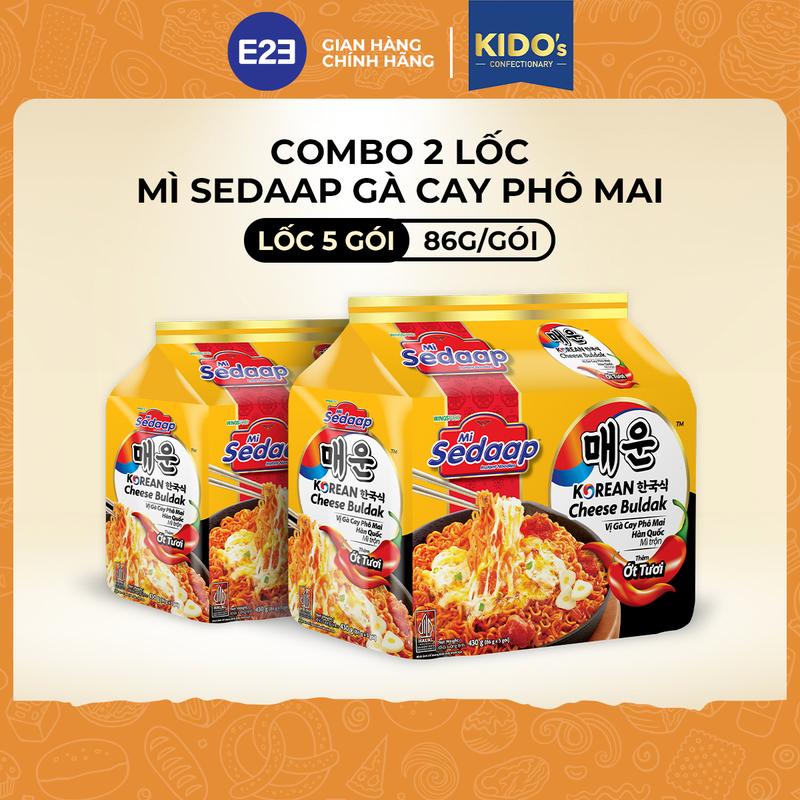 TA Combo 2 Lốc Mì Sedaap - Mì Trộn Vị Gà Cay Phô Mai Hàn Quốc 86g x 10 gói