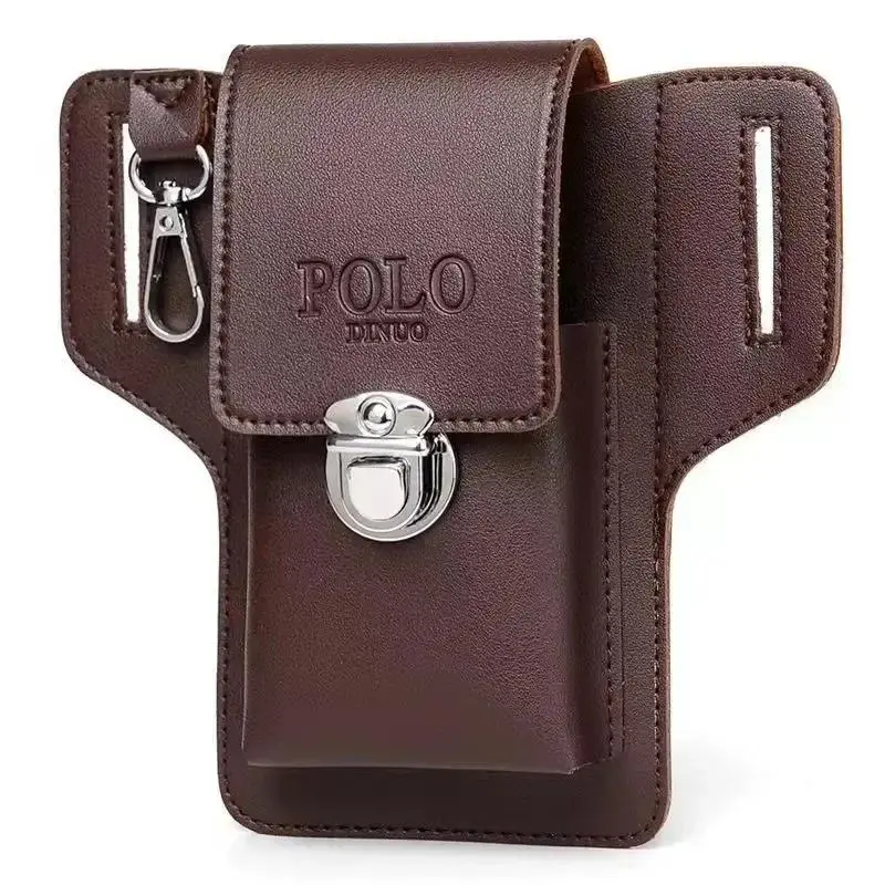Fashion New Men's Belt Leather Case Vertical Multifunctional Portable Phone Waistpack Card Bag Can Be Keyed Pu Leather Gift