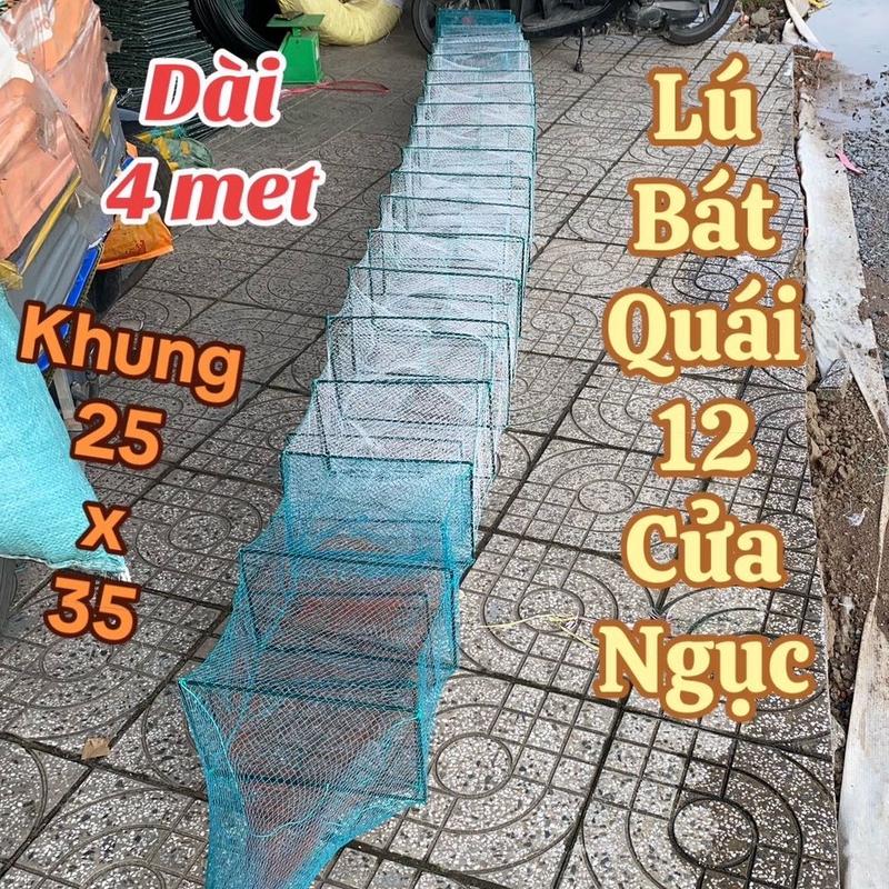 Lú bát quái, lú 12 cửa ngục, Dài 4 met, 18 khung kẻm 25 x 35cm, Mắt lưới 1,5p và 2,5p
