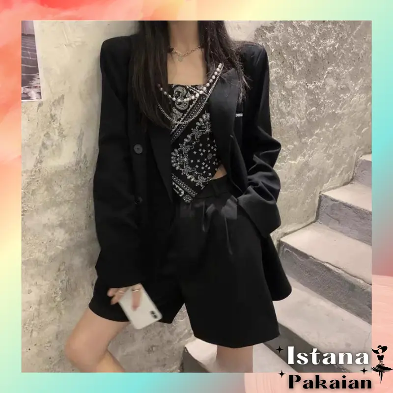 Istana - 1055 TankTop MIni Wanita Inner Croptop Segitiga Slayer Vest Tanktop motif Import ariel  tatum Fit Hitam 1