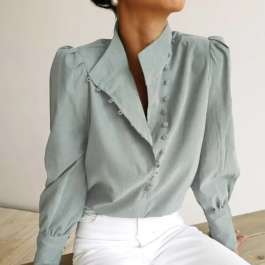 Chinese Style Stand Collar Long Sleeve Shirt 2024 New Autumn Women's White Commuting Professional Casual Fashion Shirt Autumn Winter