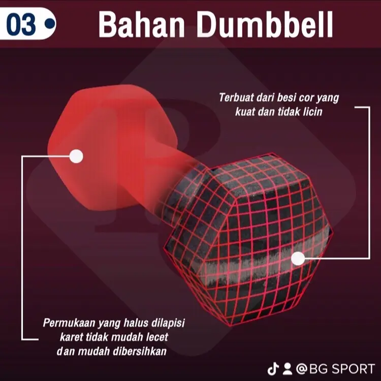 BG Sport Mini Dumbbell Neopren Alat Latihan Olahraga Beban Gym Fitness Otot Barbell Mini Beban 1Kg (1pcs) 5