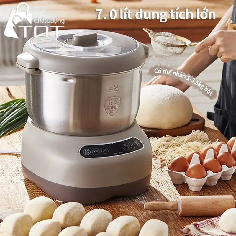 Máy Trộn Bột 7L Inox 304, Ủ Bột, Nhào Bột, Nhồi Bột Nhanh, Công Suất Lớn Chống Dính - EP3504GY 0
