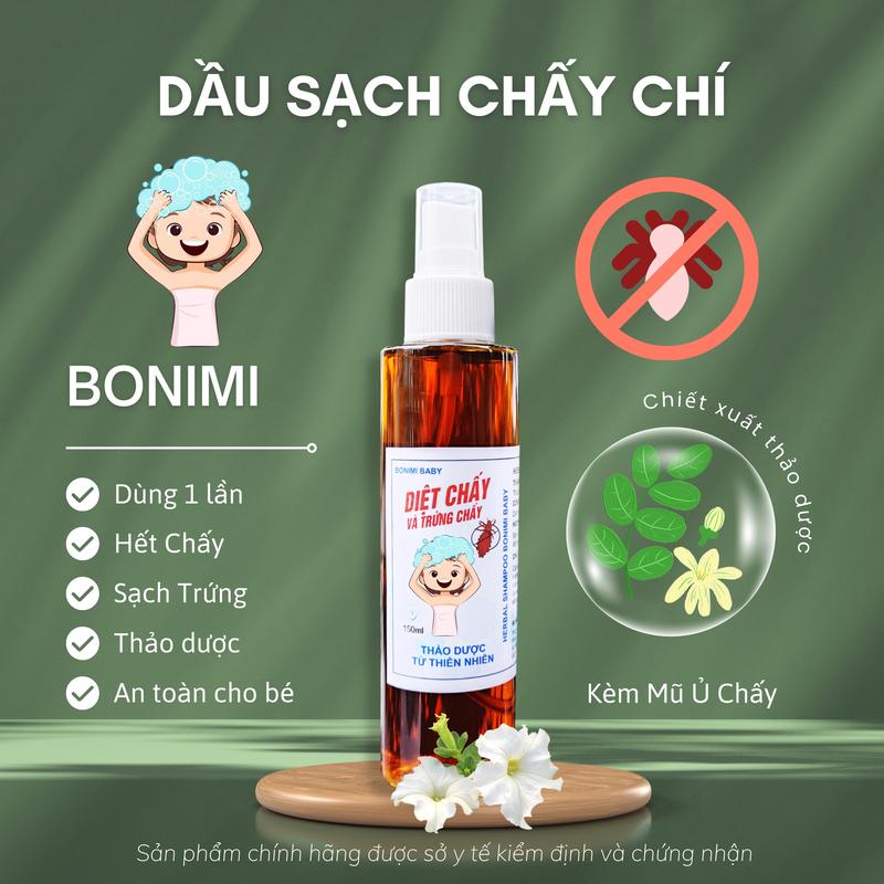  Dầu Gội Chấy Chí Thảo Dược Bonimi.  1 Lần Gội Hết Chấy Chí Sạch Trứng. Ủ Chấy Gia Truyền. Gội Chí Cho Bé. Ủ Chấy 