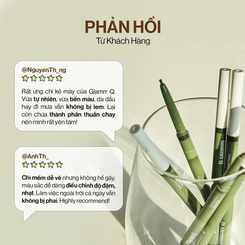 Chì Kẻ Mày Glamrr Q Bền Màu Thuần Chay VEGAN SUPER STAY BROW PENCIL (0.08g) Cosmetic Nữ 6