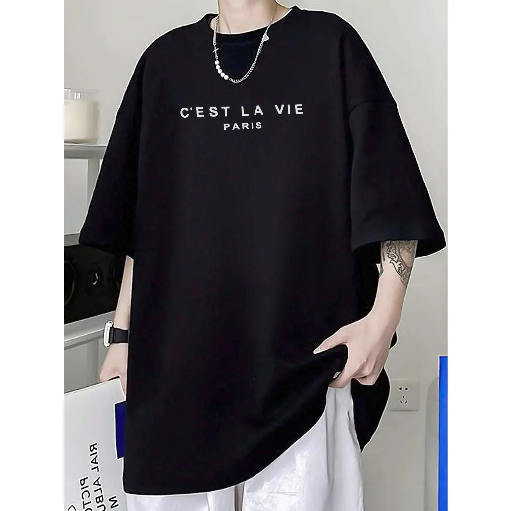 Áo thun C'EST LA VIEW PARIS form rộng unisex tay lỡ nam nữ Menswear Cổ Tròn