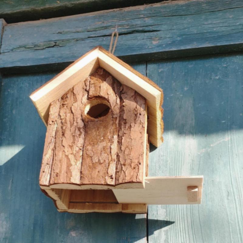 Wooden Bird House with Hanging Rope, Outdoor Bird House, Ventilated Bird Nest, Hanging Bird Cage, Bird Nest Accessories, Pet Supplies 0