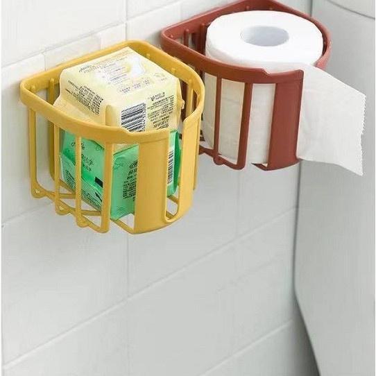 Giỏ Đựng Giấy Vệ Sinh Bằng Nhựa Dán Tường, Khay Kệ Đựng Đồ Đa Năng Nhà Tắm, Nhà Bếp Tiện Dụng 88312