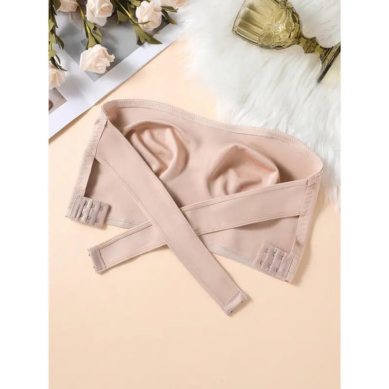 1pc Women Strapless Elegant Breathable Comfortable Crisscross Back Bandeau Bra Womenswear Piece 5